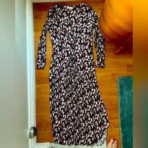 Vince purple pattern V neck dress